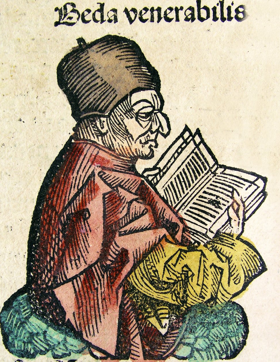 Retrato de Bede (673-735), publicado no Nuremberg Chronicle, 1493 de German School