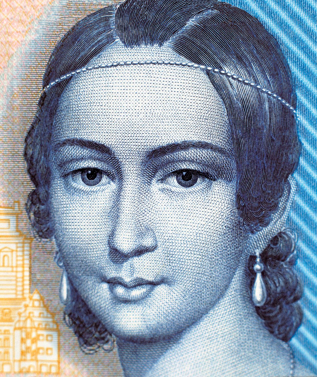 Retrato de Clara Schumann em nota de 100 marcos, anverso de German School