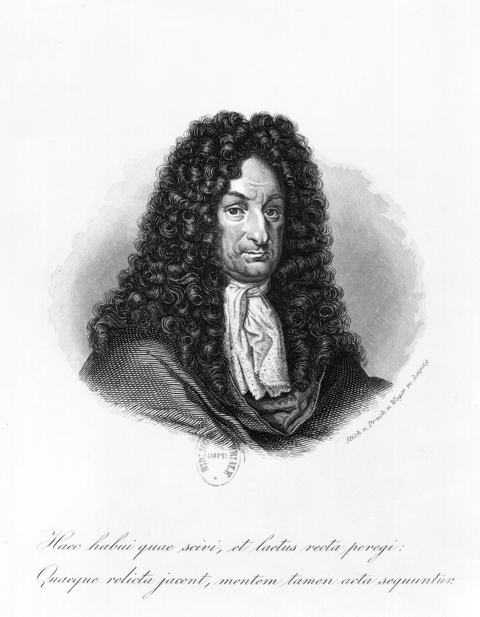 Retrato de Gottfried Wilhelm (1646-1716) Barão de Leibniz de German School