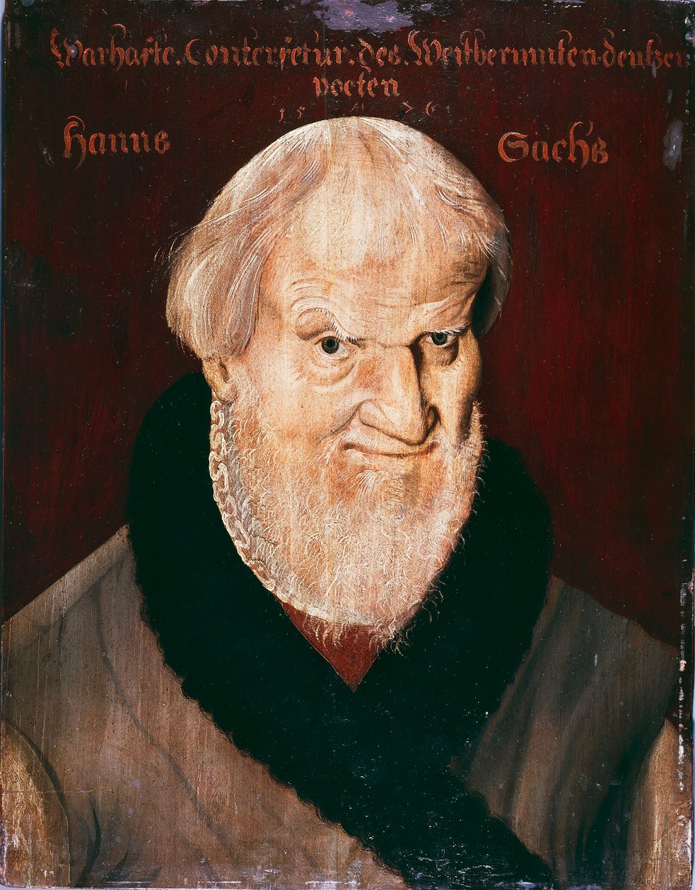 Retrato de Hans Sachs (óleo sobre tela) de German School
