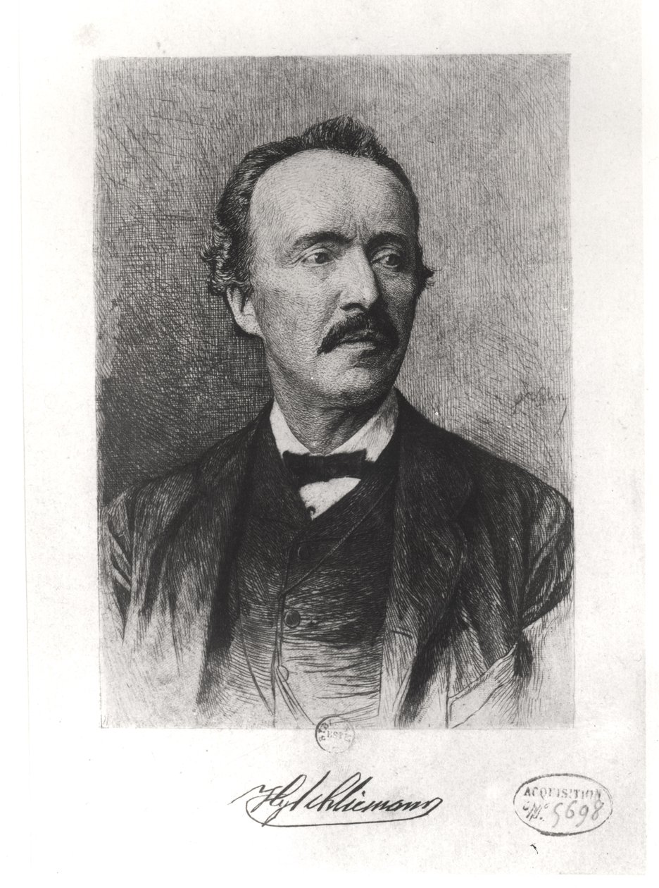Retrato de Heinrich Schliemann (1822-90) de German School