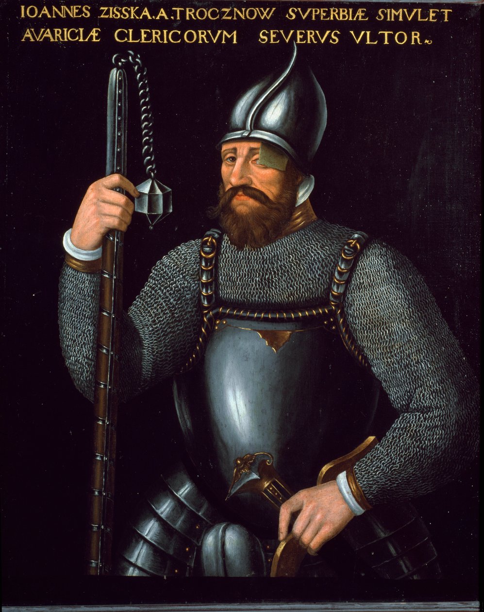 Retrato de Jan Zizka, Chefe de Guerra dos Hussitas, século XVI (pintura) de German School