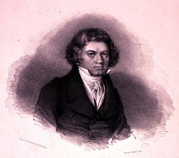 Retrato de Ludwig van Beethoven (1770-1827) gravado por Faustin Herr (litho) de German School