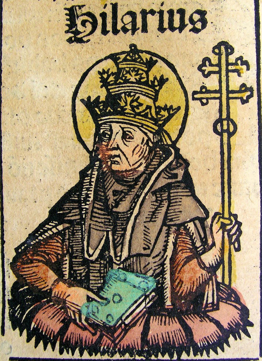 Retrato do Papa Hilarius, publicado no Nuremberg Chronicle de German School