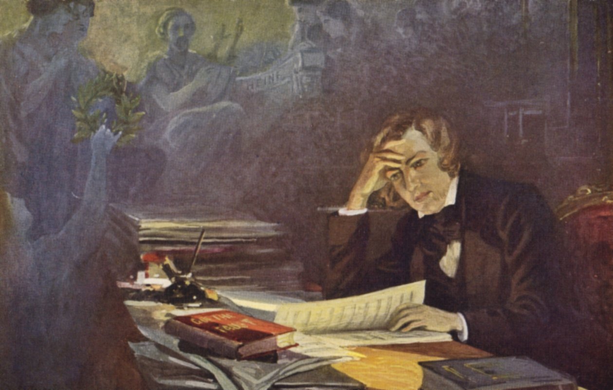 Retrato de Robert Schumann (litografia a cores) de German School