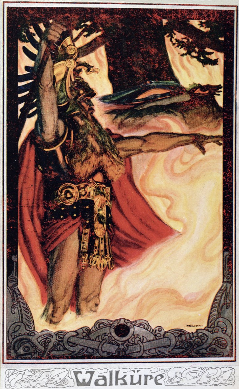 Postal retratando Odin chamando o fogo, 1914 de German School