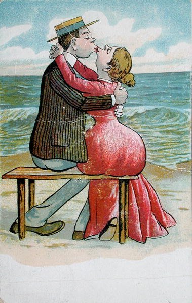 Cartão postal retratando um casal a beijar-se, cartão postal de German School