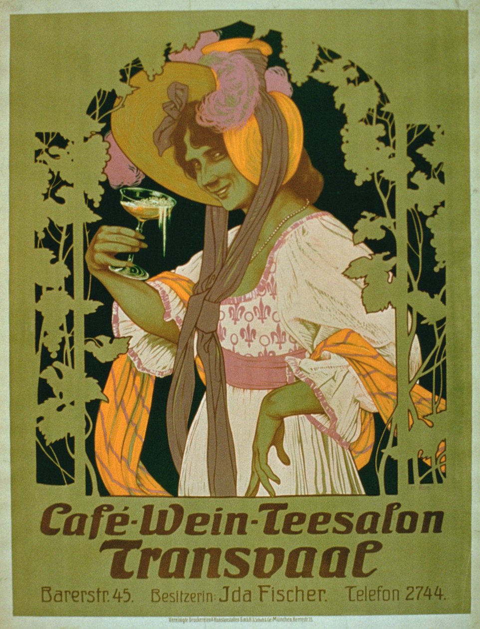 Cartaz publicitário Transvaal um salão de café, vinho e chá de German School