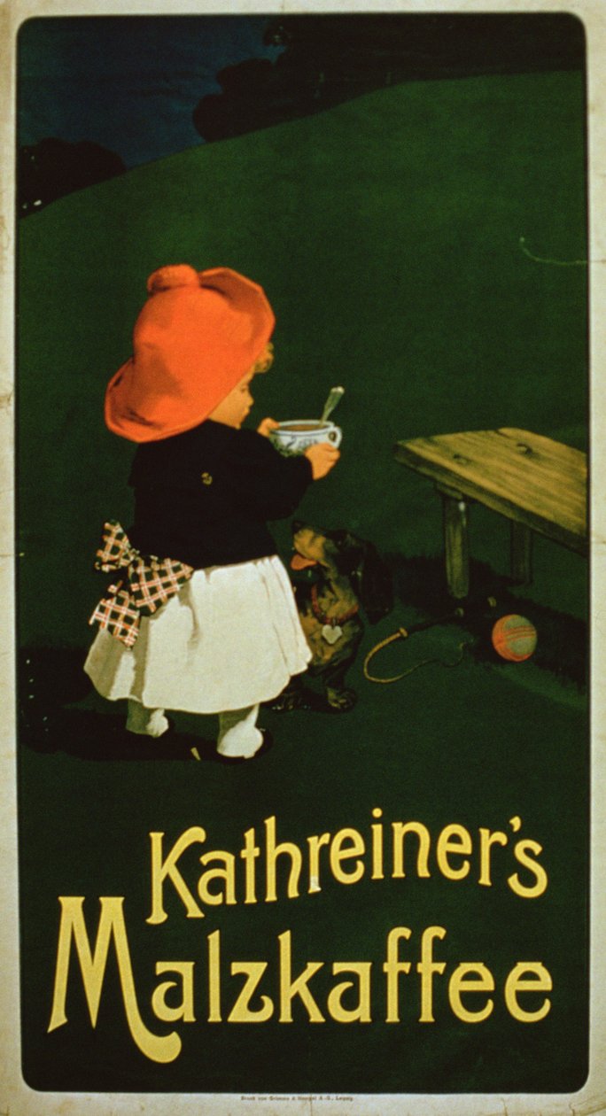 Propaganda de cartaz para Kathreiners Malt Coffee de German School