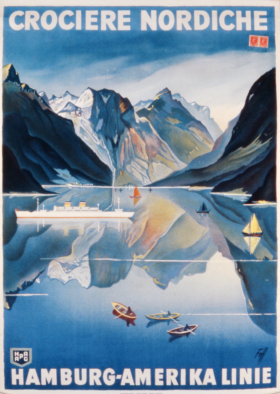 Cartaz publicitário da linha Hamburg-America de German School