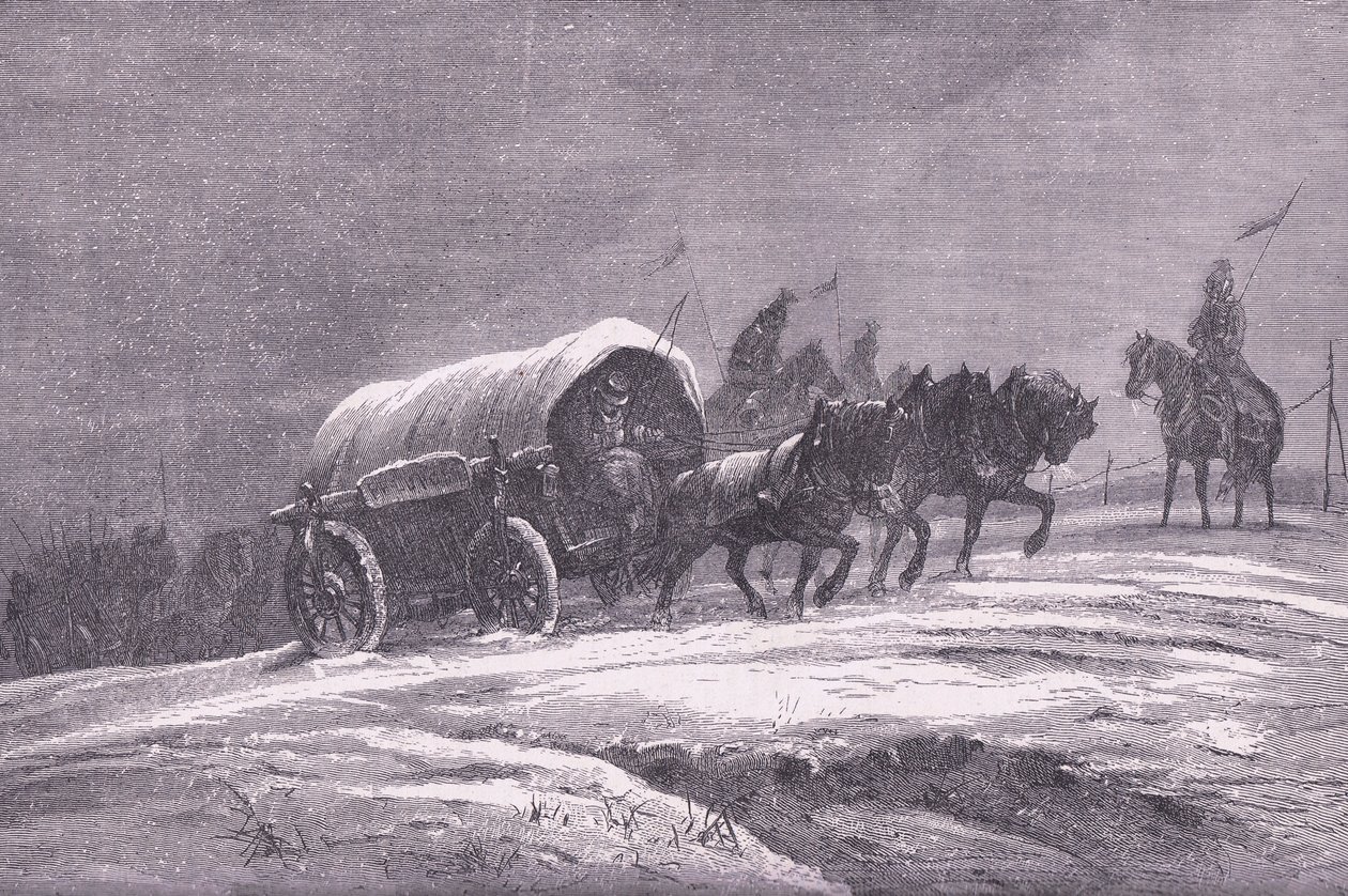 Prussian field post in the snow, Cassells History of the War between France and Germany publicado por Cassell and Company Limited, c.1890 (litho) de German School