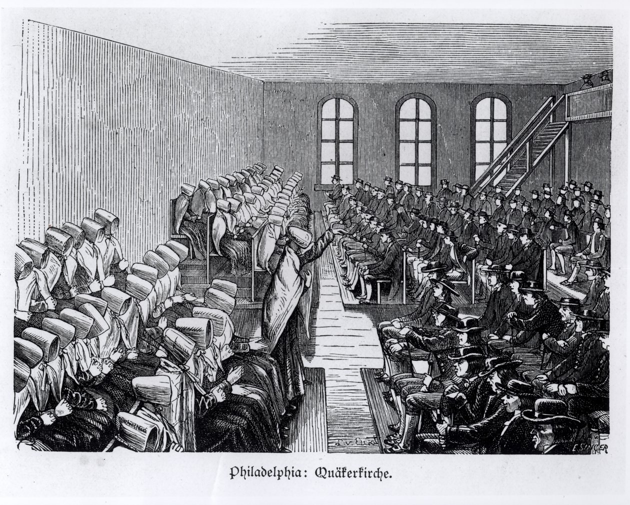 Quaker Meeting, Filadélfia, de &39;Nord Amerika&39; por Hesse-Warburg, 1888 de German School