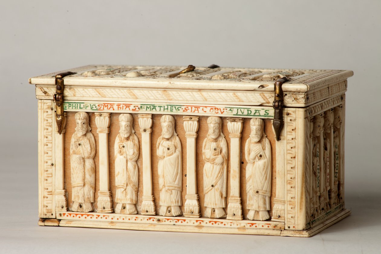Reliquary caixão, Colónia, Alemanha, c.1150 (madeira e marfim) de German School