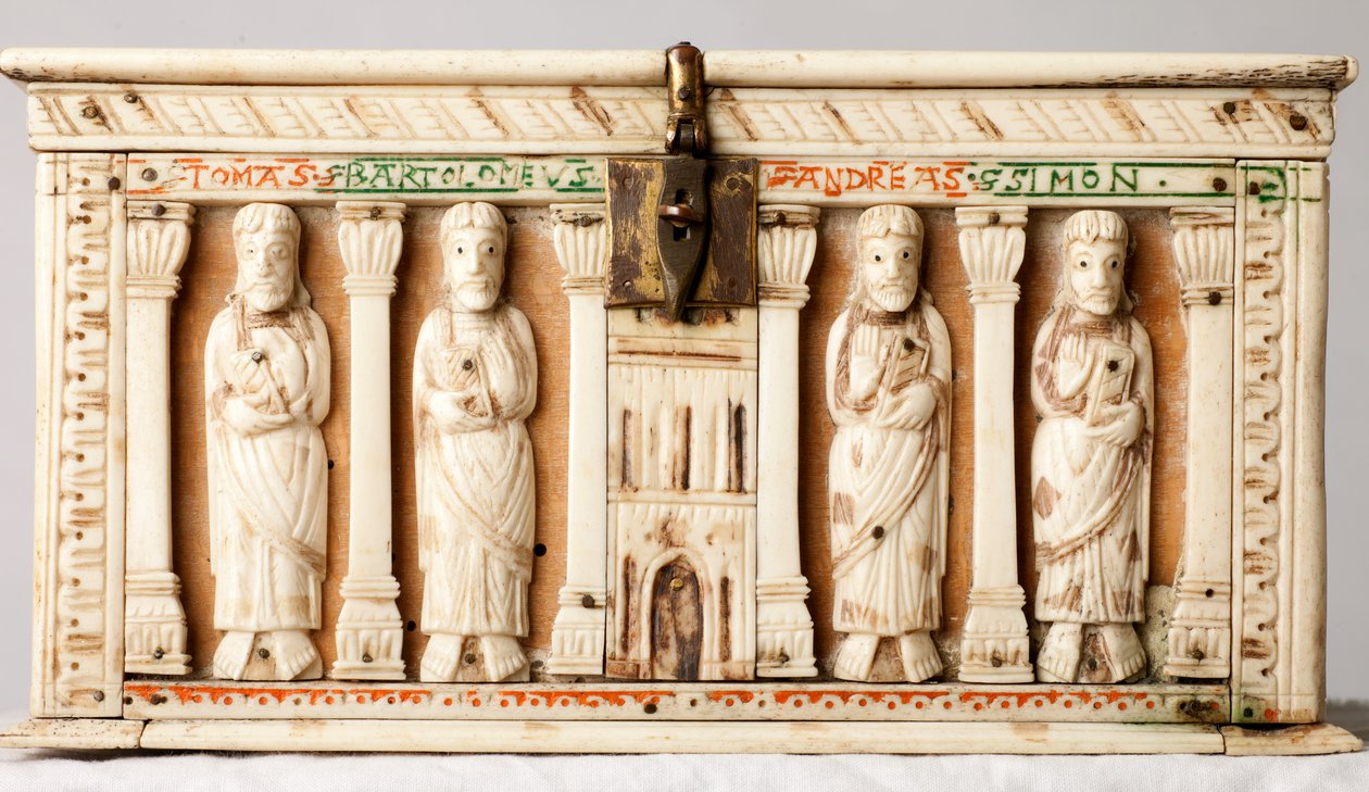Reliquary caixão, Colónia, Alemanha, c.1150 (madeira e marfim) de German School