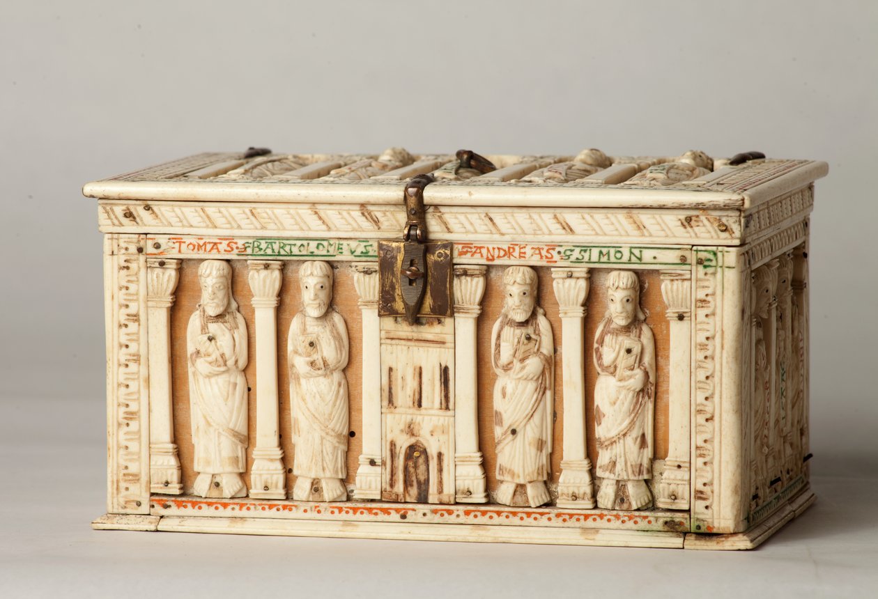 Reliquary caixão, Colónia, Alemanha, c.1150 (madeira e marfim) de German School