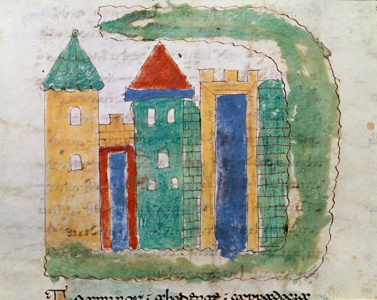 Representação de um Cite Miniatura do manuscrito "De Universo" (ou De rerum naturis (De la Nature des choses) (cod. 132) de Rabanus Maurus Magnentius (ou Raban Maurus ou Rabano Mauro) (ca. 780-856). Século IX. Arquivo da Abadia de Monte Cassino (Monte de German School