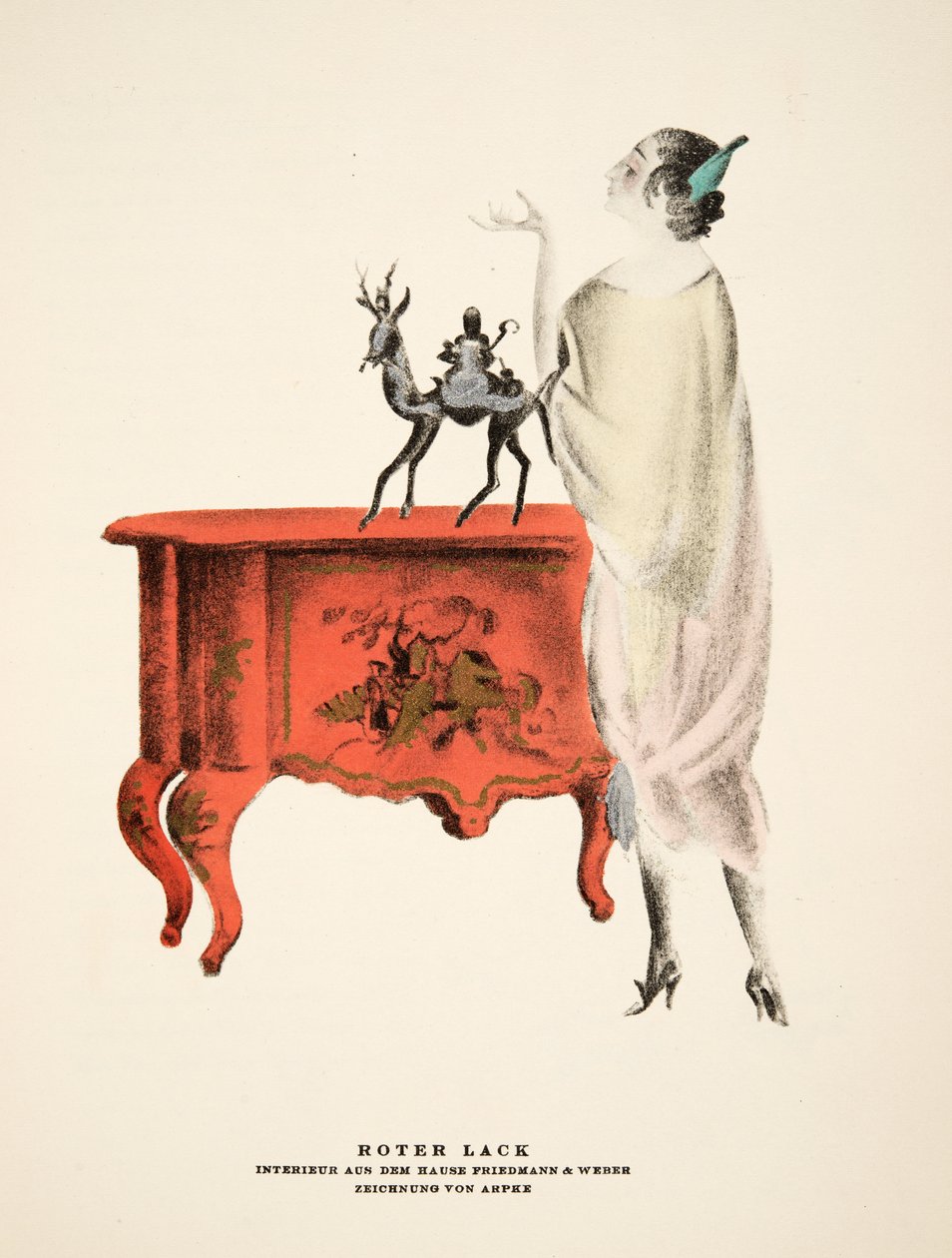 "Roter Lack", anúncio de Friedman e Weber, de Styl, pub.1922 (impressão em pochoir) de German School