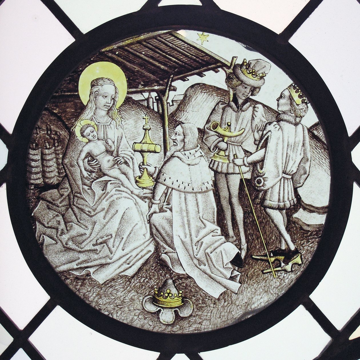 Roundel com Adoração dos Reis Magos de German School