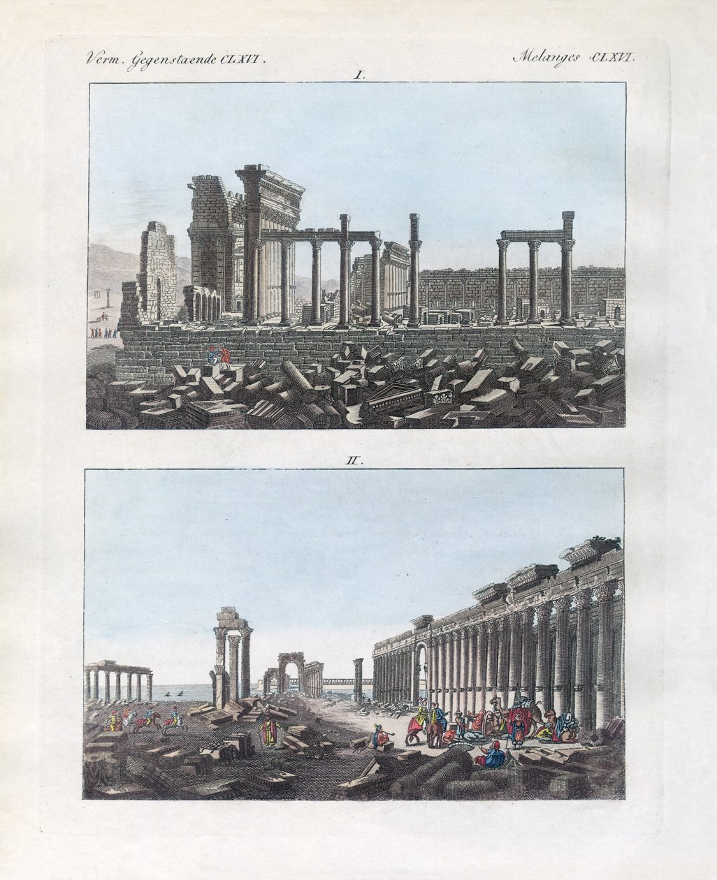 Ruínas de Palmyra (gravura colorida) de German School