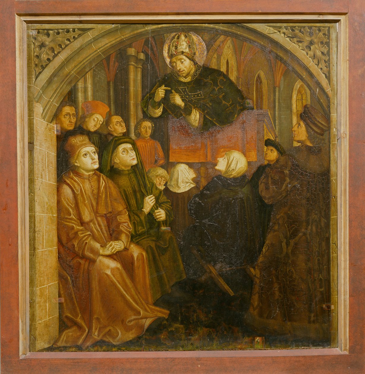 Santo Ambrósio pregando em Milão, formam o Retábulo de Santo Agostinho, c.1480 de German School