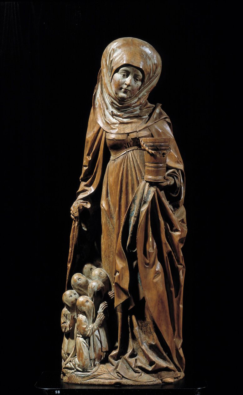 Santa Marta e os penitentes Escultura em madeira policromada de German School