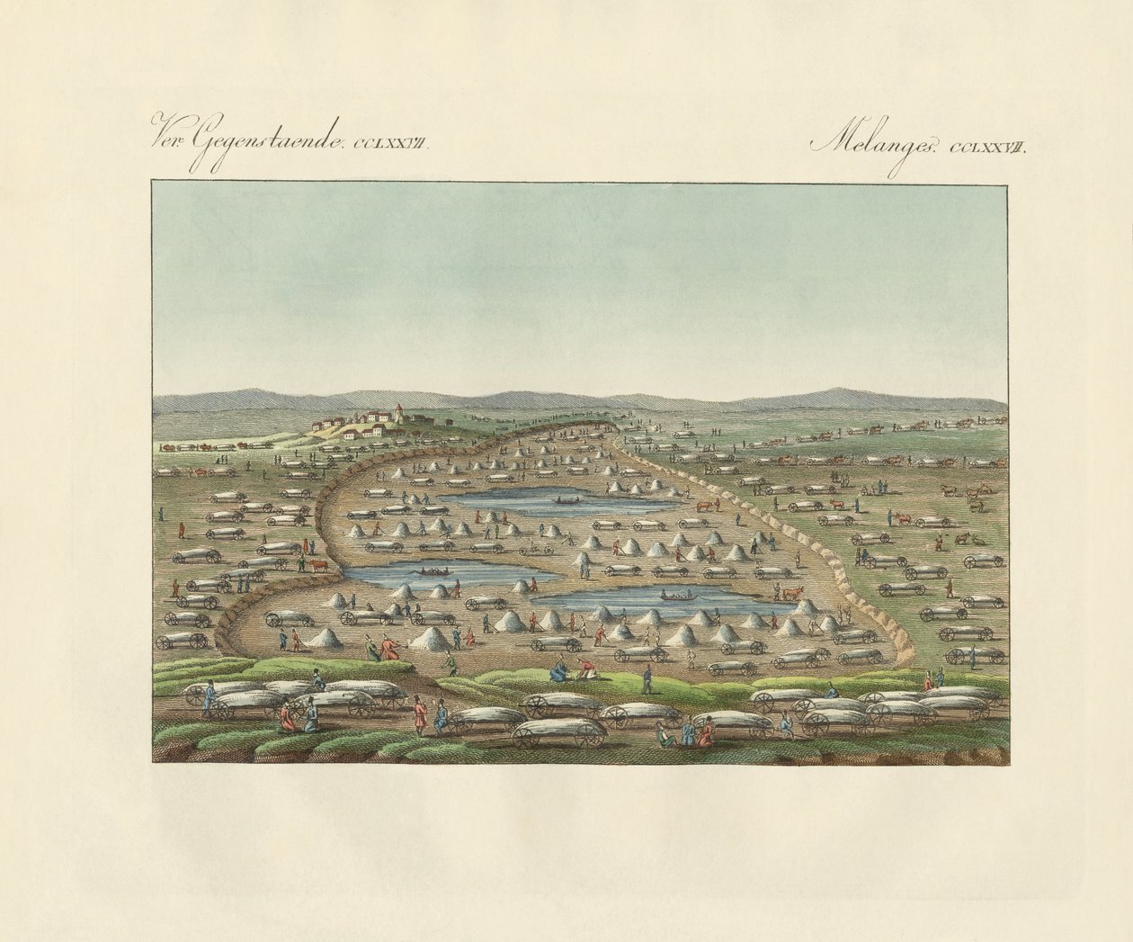 Lagos e salinas (gravura colorida) de German School