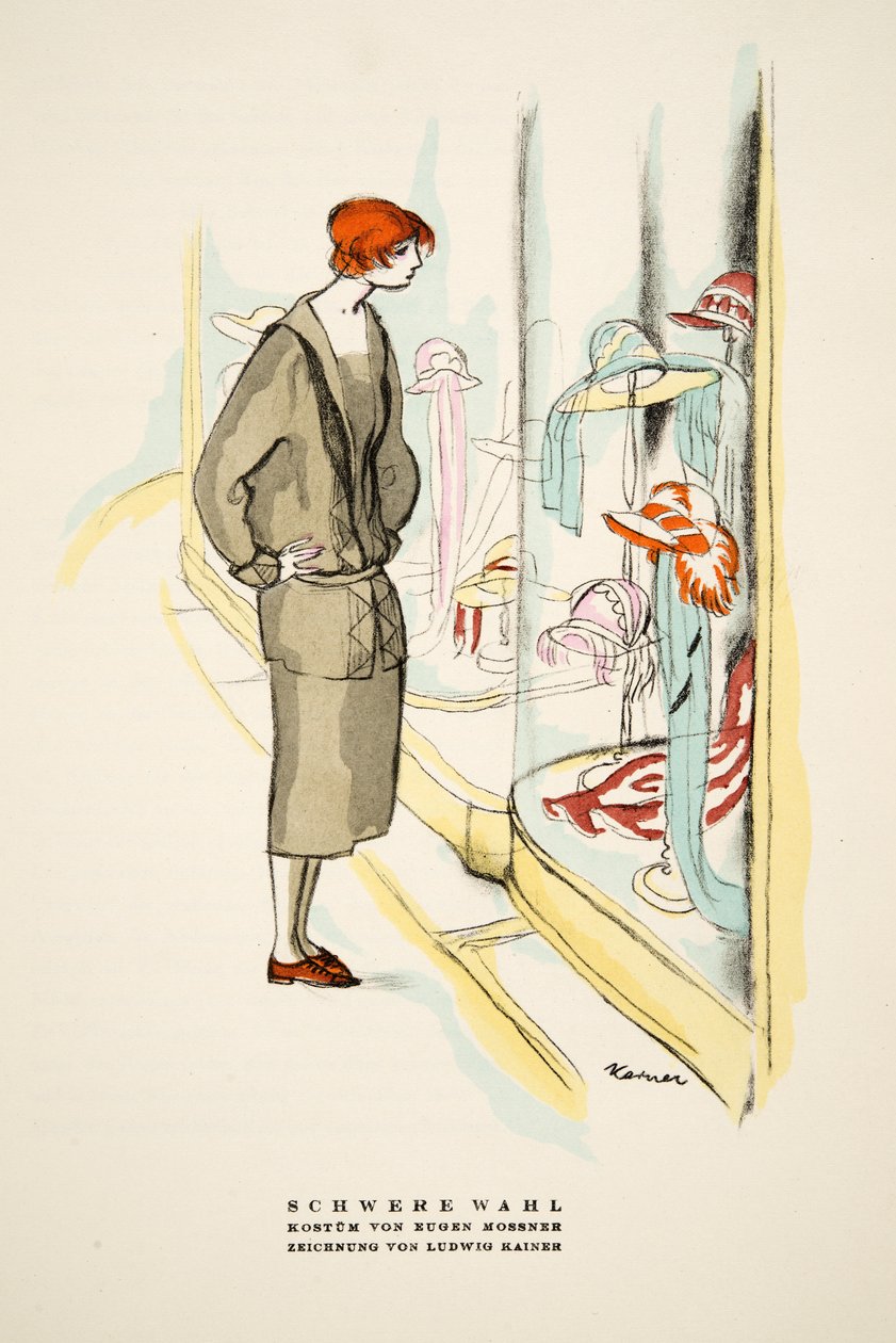 Schwere Wahl, outift de Eugen Mossner, de Styl, pub.1922 (impressão em pochoir) de German School