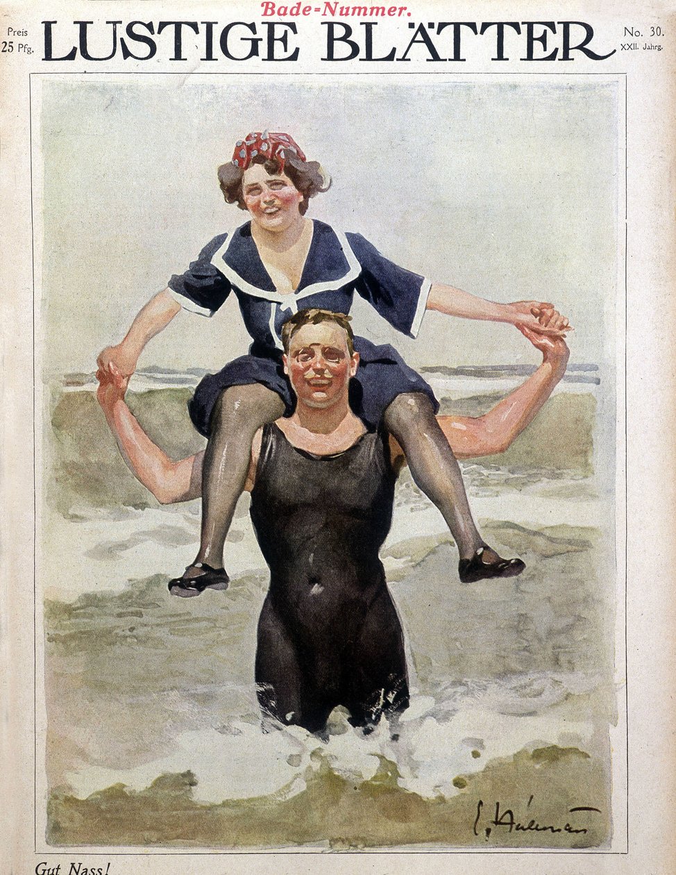 Banho de mar: um casal nas ondas - em "Lustige Bl¿tter", n.d. de German School