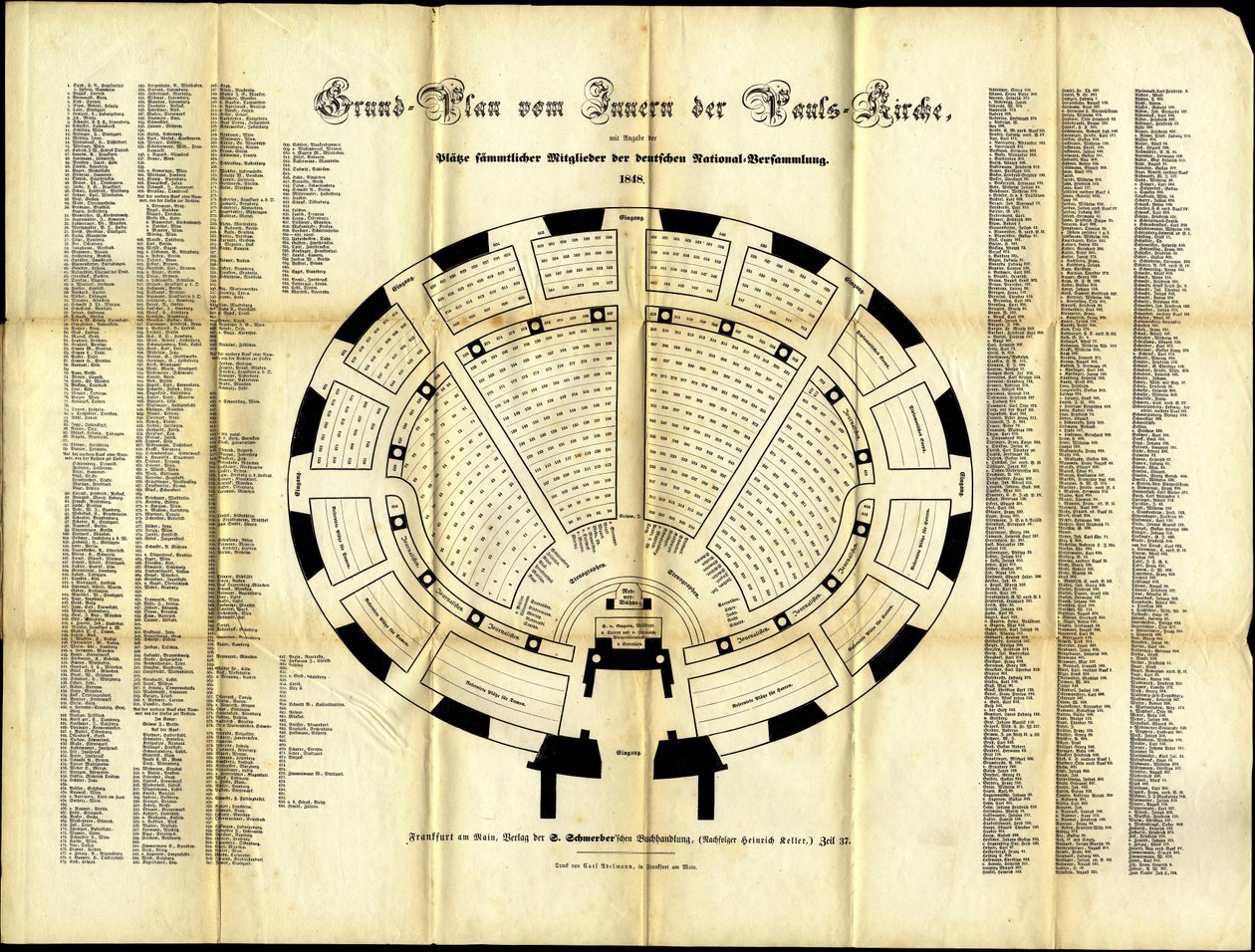 Plano de Assentos da Assembléia Nacional da Igreja de St. Pauls, 1848 de German School