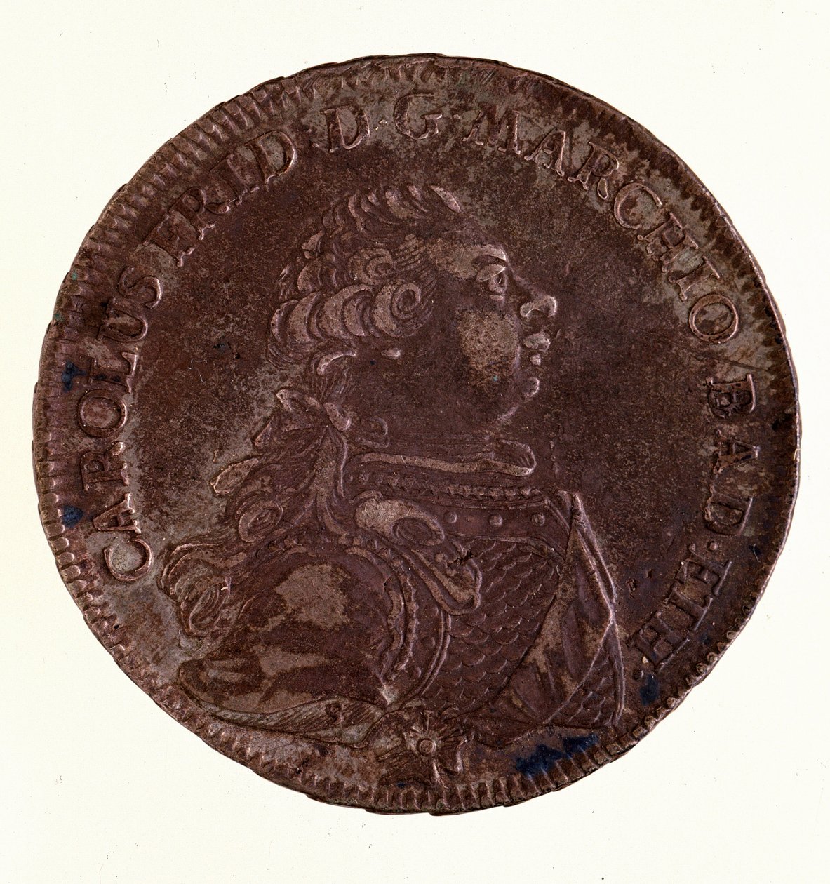 Talismã de prata (talismã) de Charles Frederick, Grão-Duque de Baden (1728-1811) (Charles I de Baden) 1766 Diam. 3,9 cm Nápoles, museo arqueológico de German School