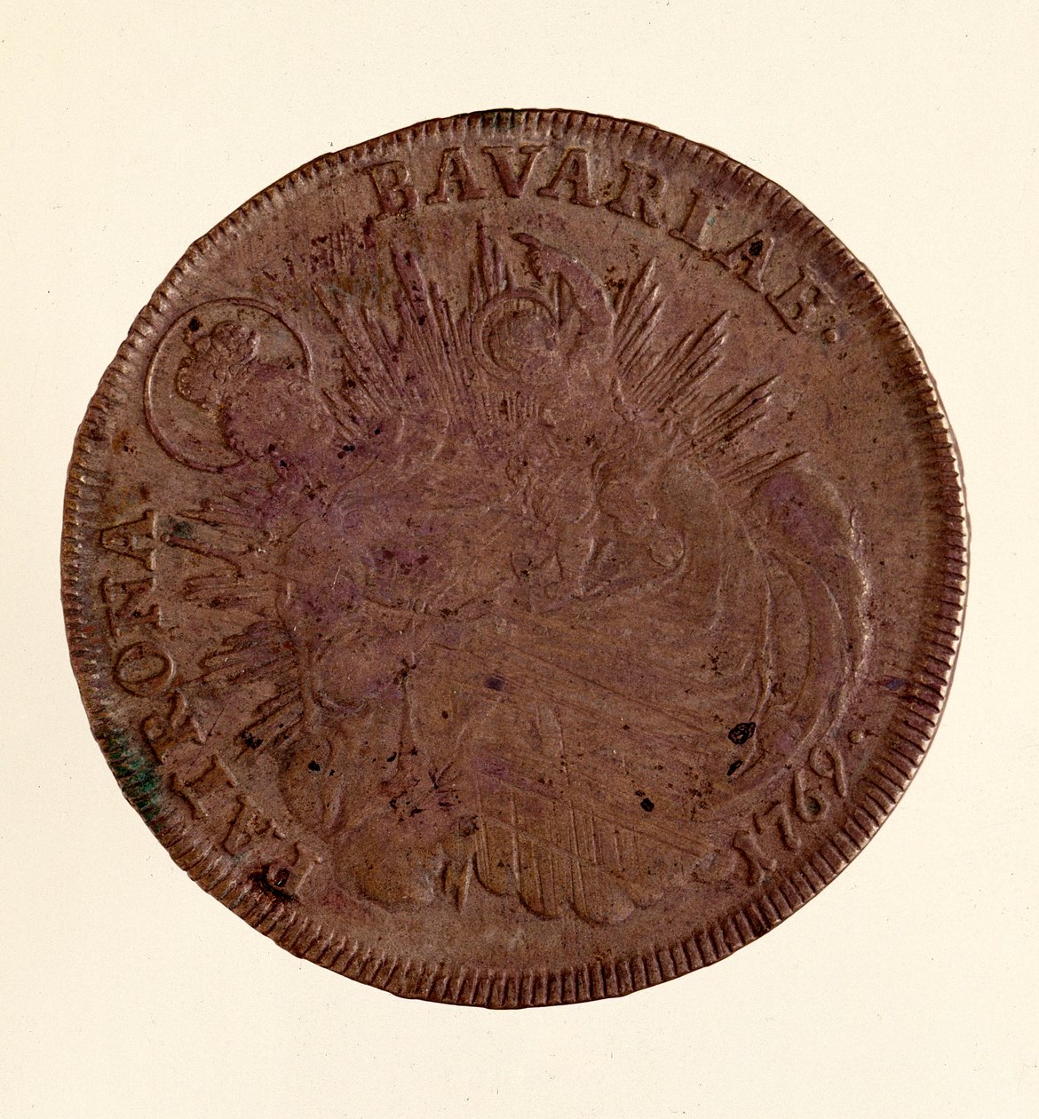 Tálamo de prata (Taler) de Maximiliano III Joseph (Maximiliano III Joseph de Baviere) (1727-1777) 1769 Diam. 4.1 cm Nápoles, museo arqueológico de German School