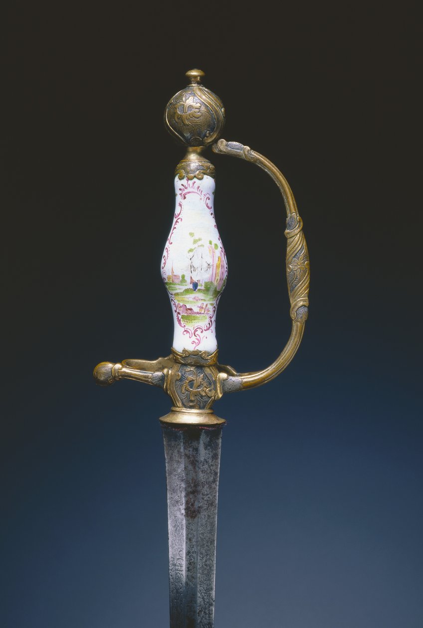 Espada pequena, c.1770 (aço, latão dourado e porcelana) de German School