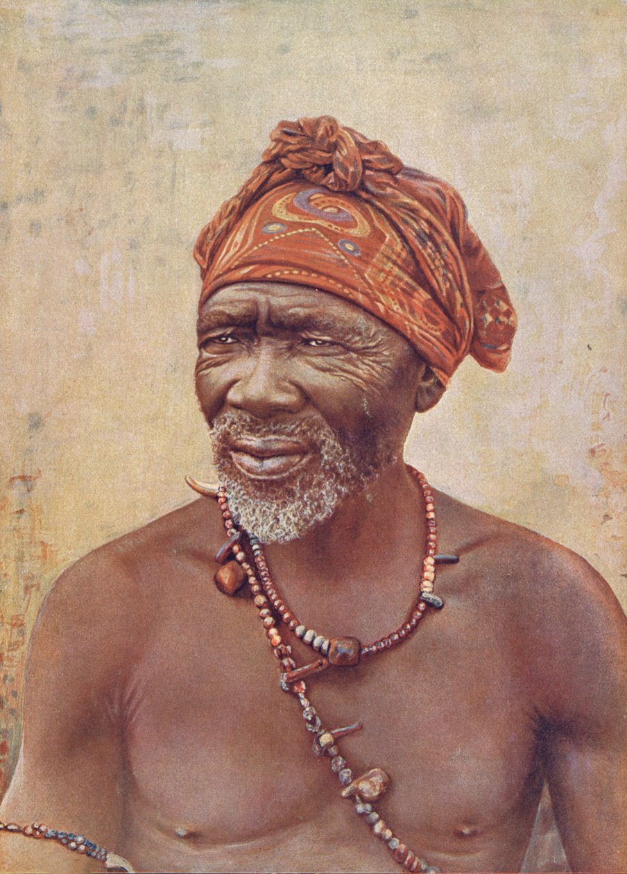 Sul-Africano Medicine Man (foto colorida) de German School