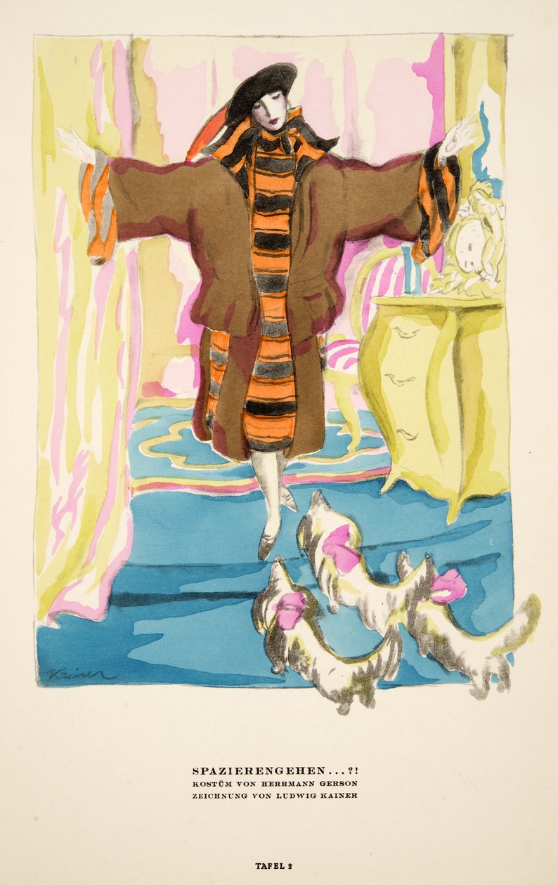 "Spazierengehen !", anúncio de Hermann Gerson, de Styl, pub.1922 (impressão em pochoir) de German School