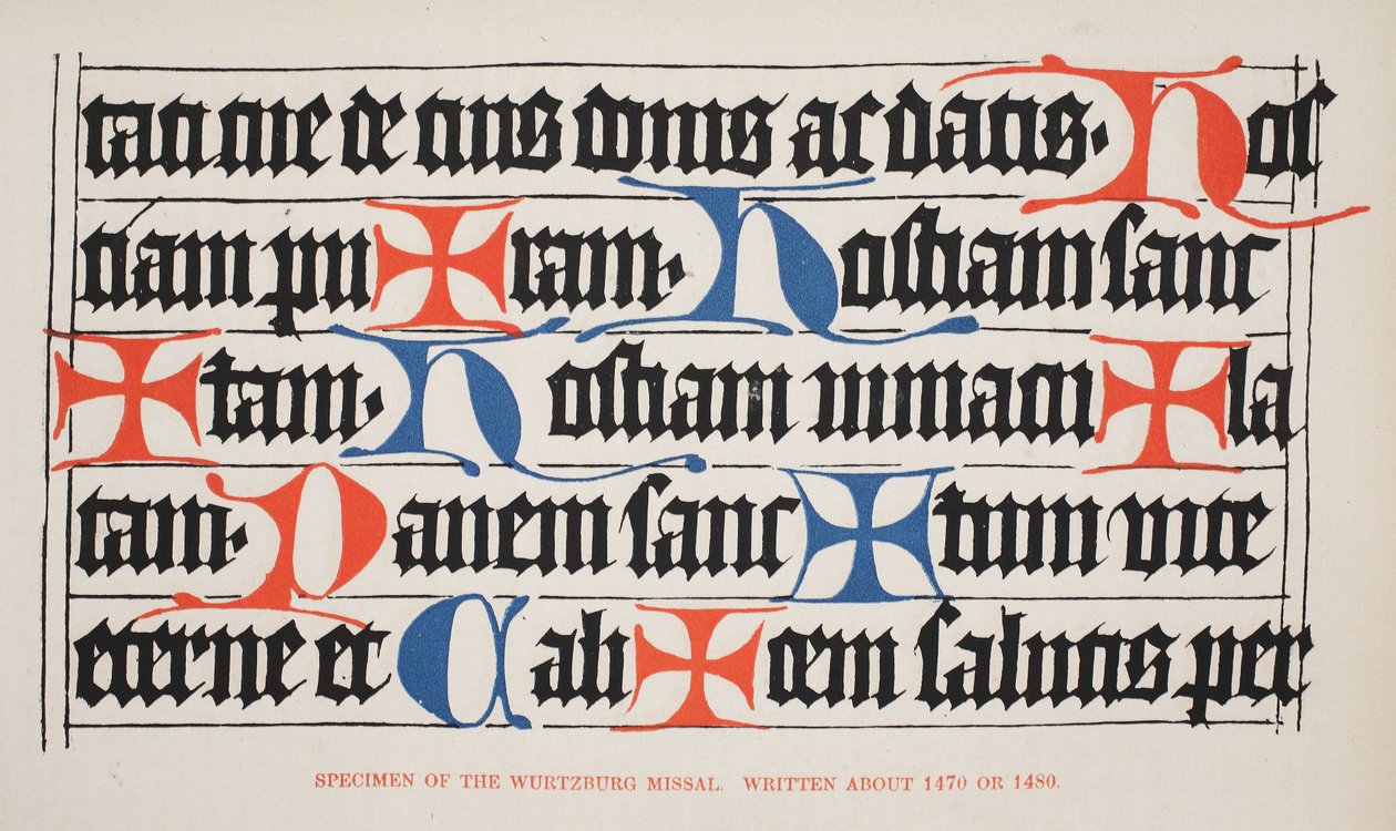 Espécime do Missal de Wurtzburg, escrito por volta de 1470 ou 1480 de German School
