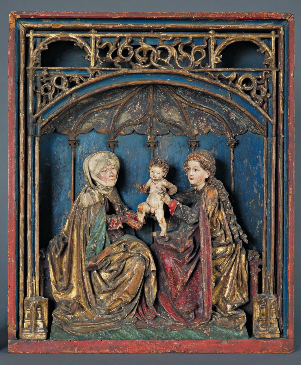 Santa Ana, Maria e o Menino Jesus (Anna Selbdrift) Alto Reno, c.1515 (madeira policromada e dourada) de German School