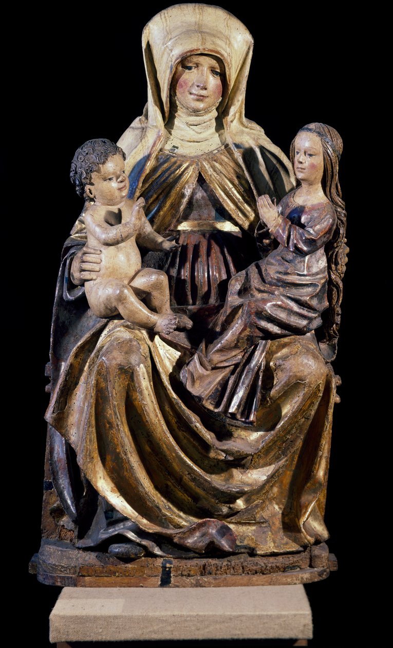 Santa Ana com Virgem e Criança, escultura da escola da Suábia do Sul, Alemanha de German School