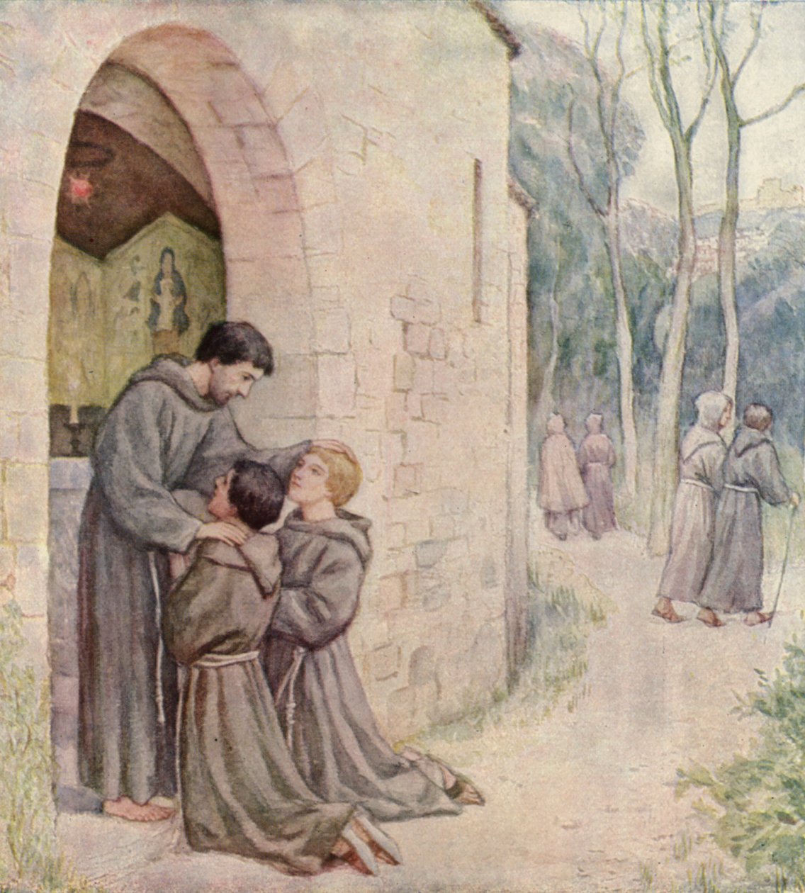 A primeira missão de São Francisco (litografia a cores) de German School