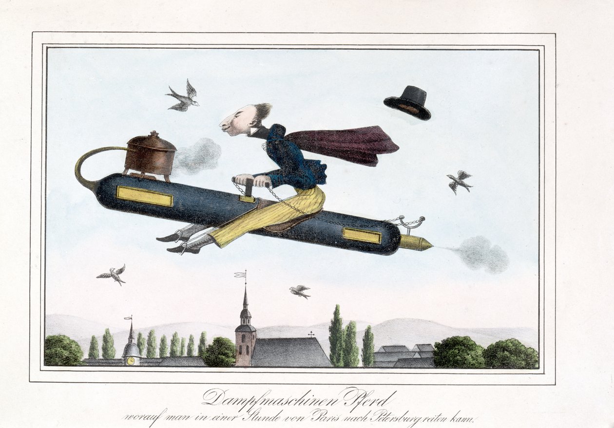 Voo a vapor, 1829-45 (lito colorido) de German School