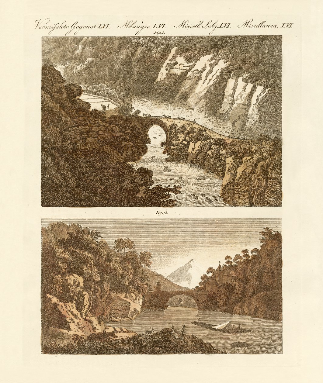 Pontes estranhas (gravura colorida) de German School