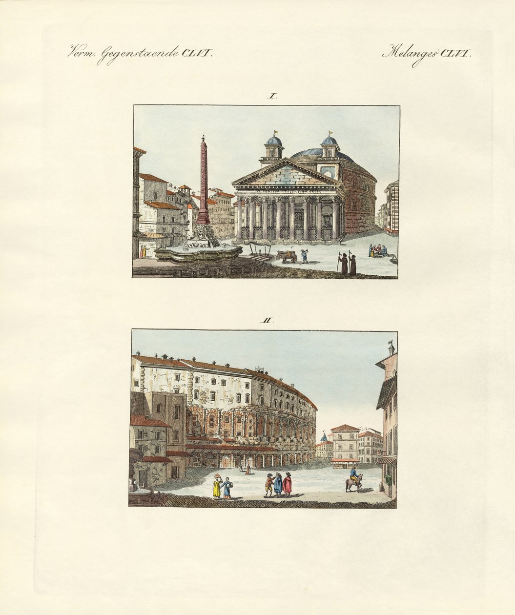 Estranho edifício em Roma (gravura colorida) de German School