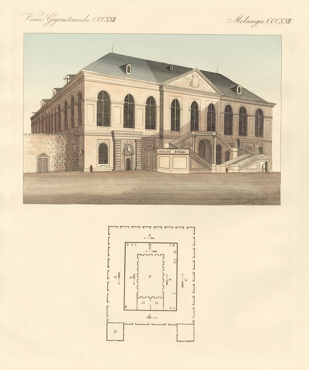 Edifícios estranhos (gravura colorida) de German School