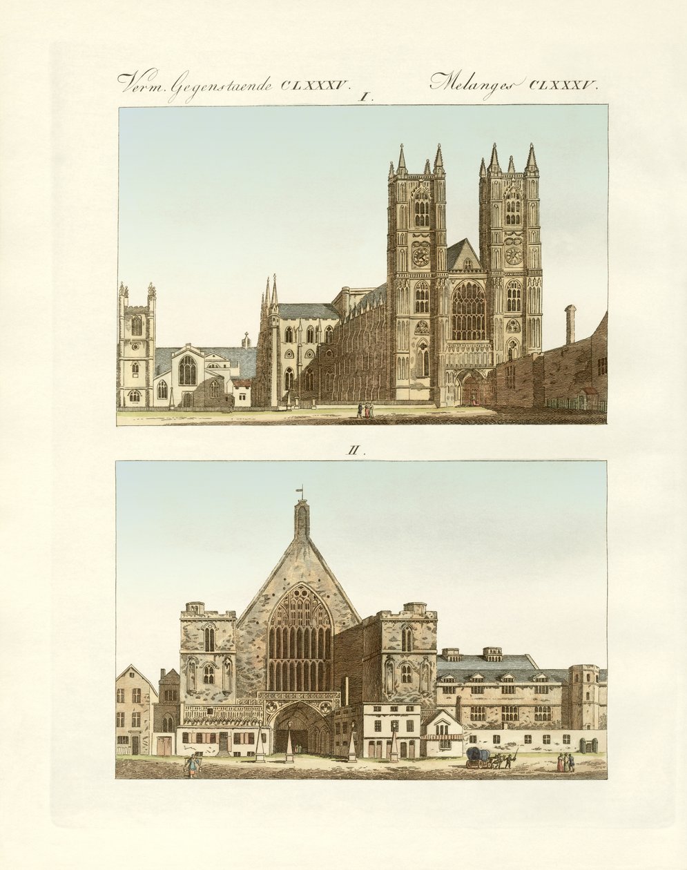 Estranhos edifícios em Londres (gravura colorida) de German School