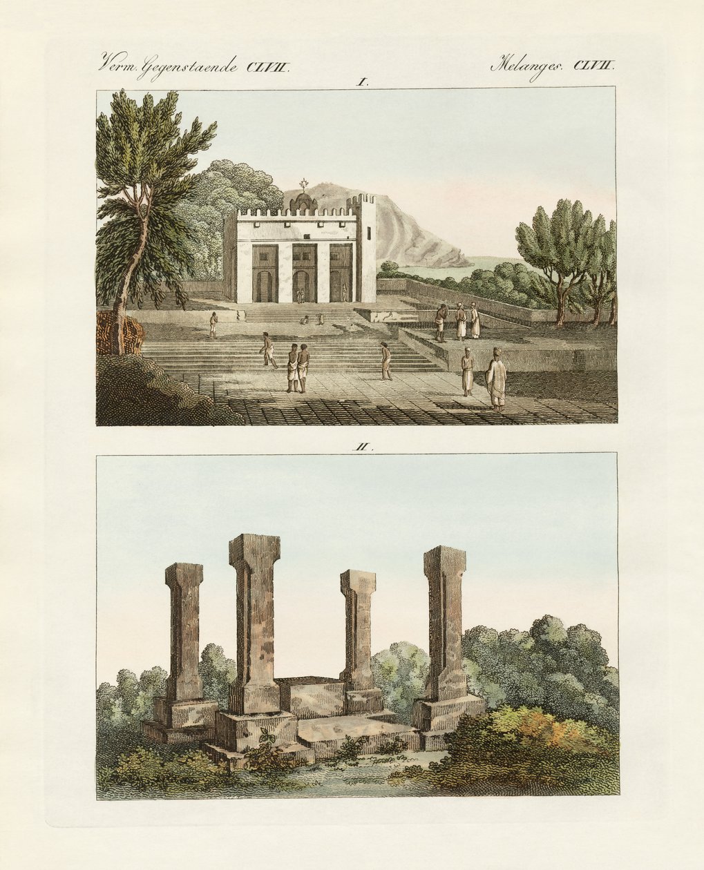 Estranhos memoriais em Abissínia (gravura colorida) de German School