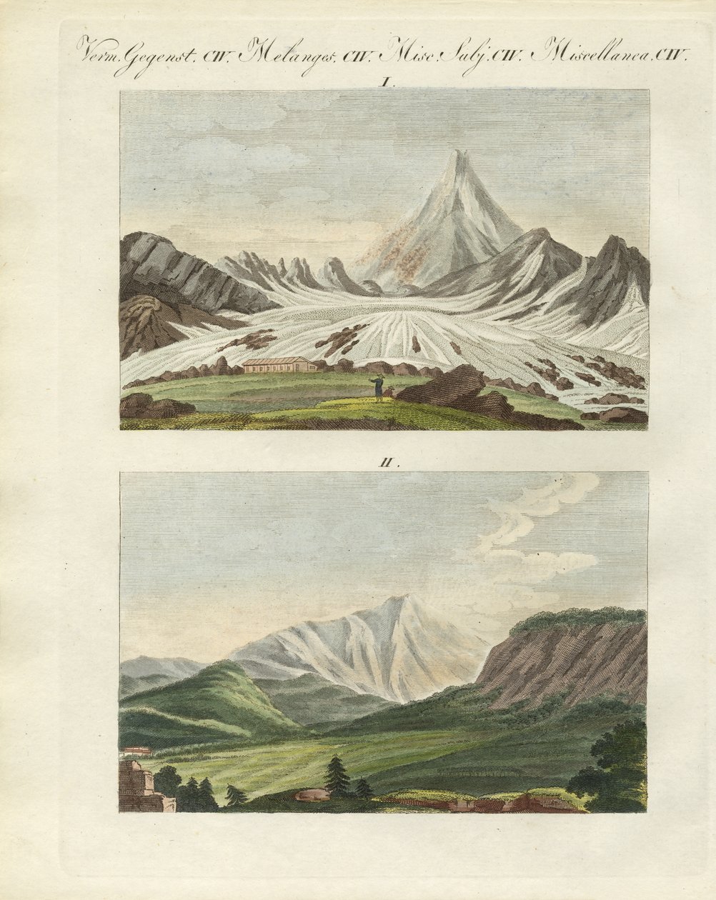 Montanhas estranhas (gravura colorida) de German School