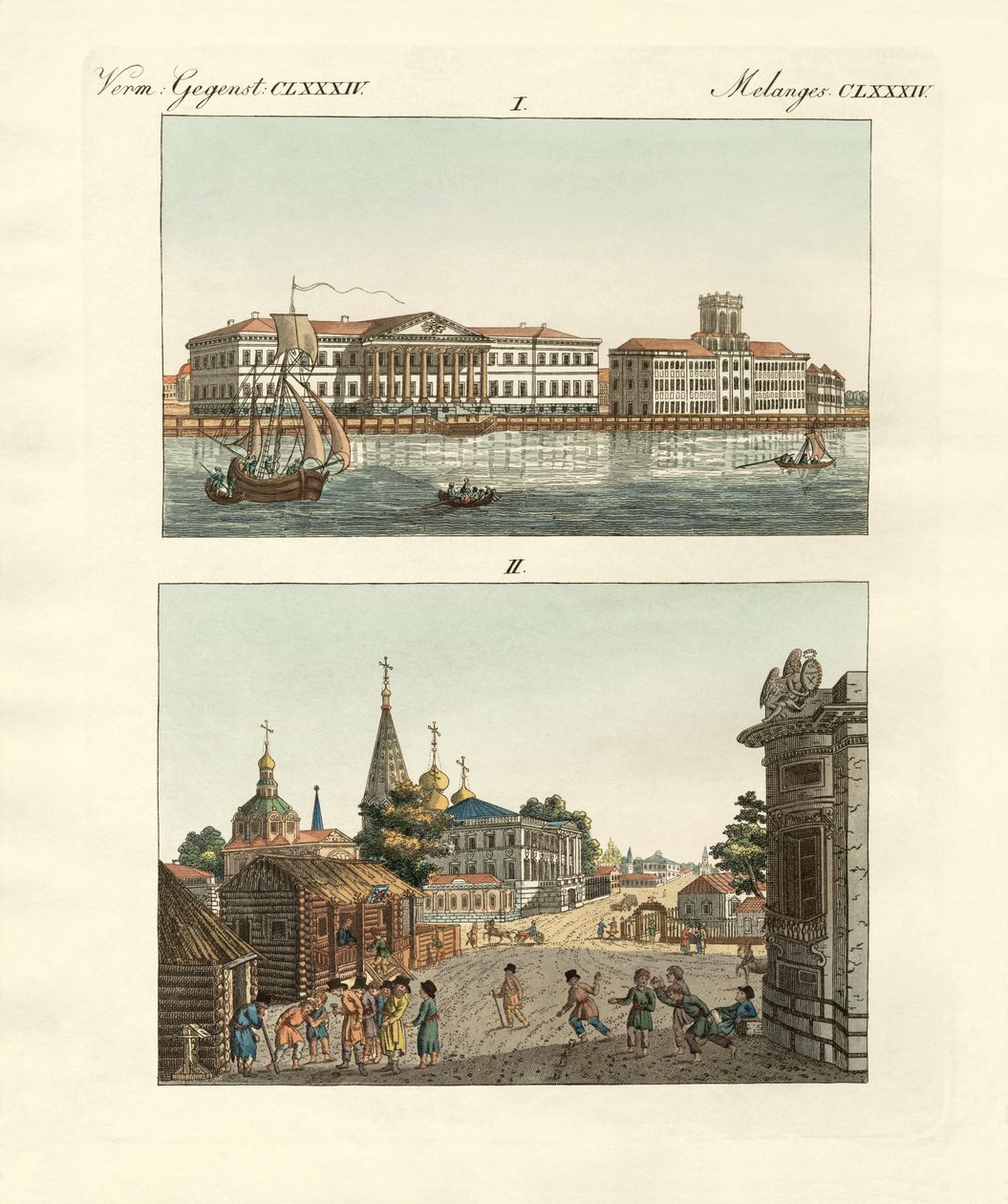 Objectos estranhos da Rússia (gravura a cores) de German School