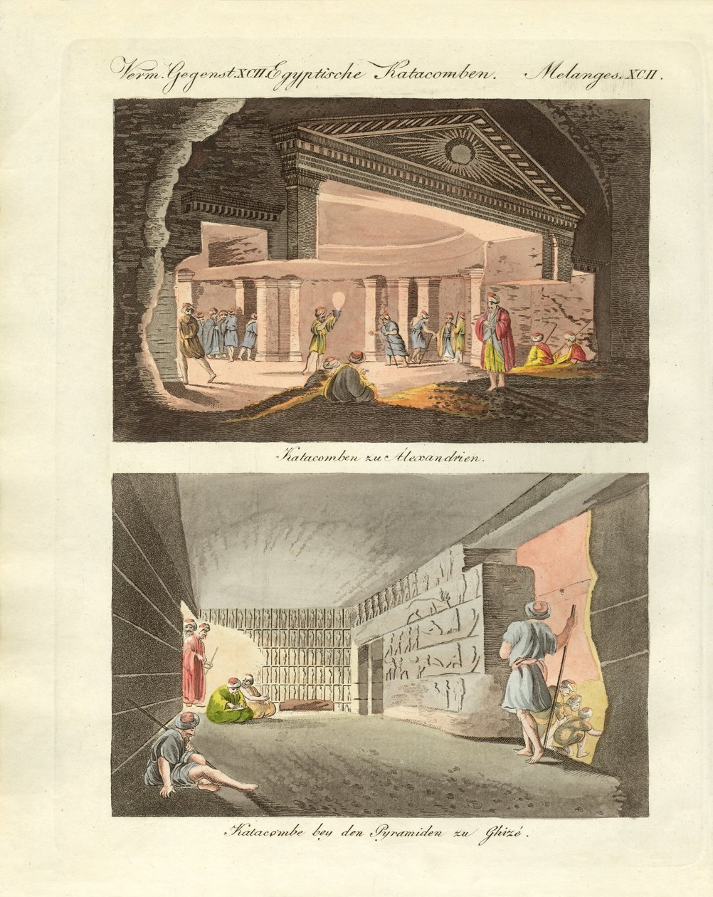 Curiosidades subterraneas no Egipto (gravura colorida) de German School