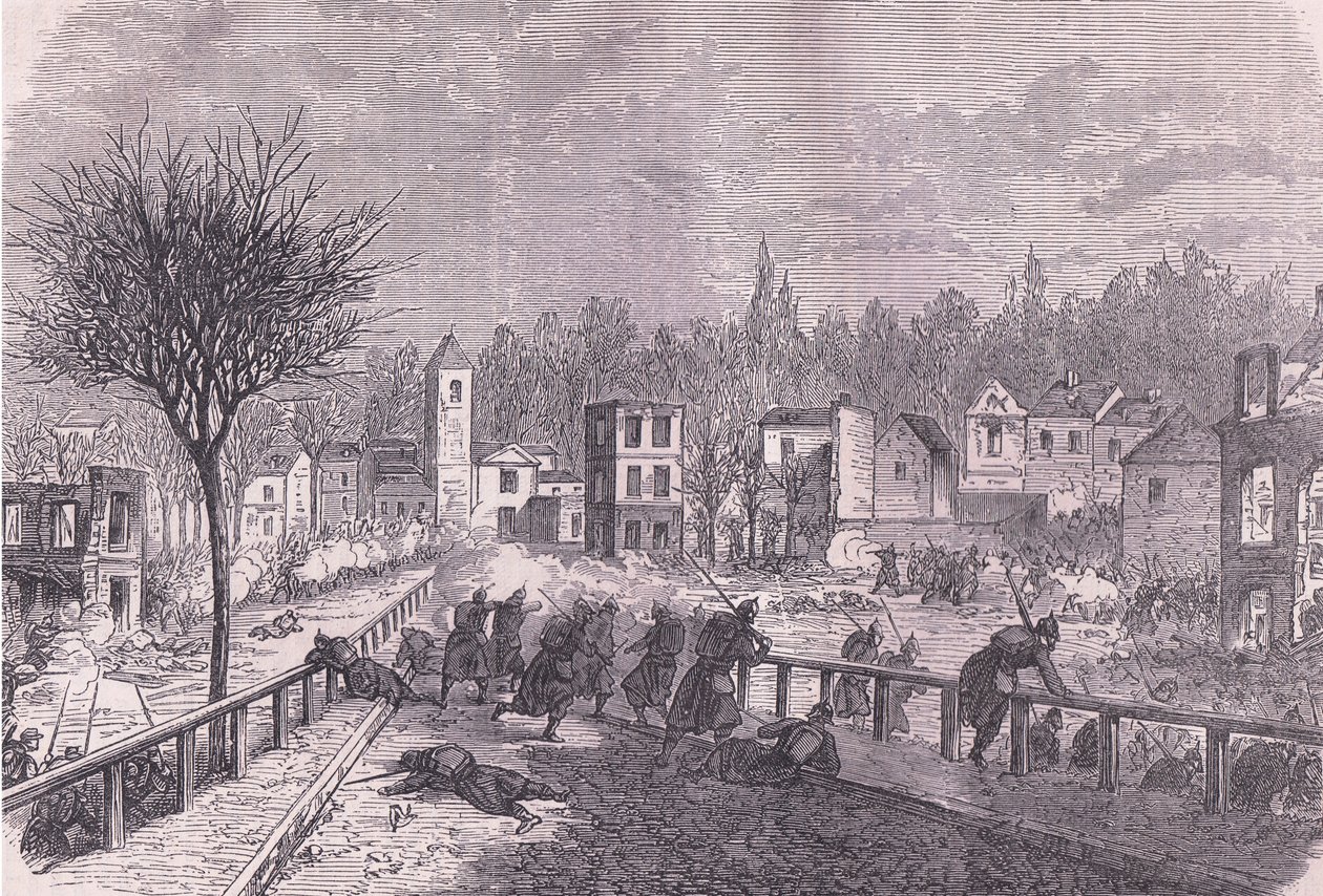 Taking of Brie-sur-Marne, 30 de Novembro, Cassells History of the War between France and Germany publicado por Cassell and Company Limited, c.1890 (litho) de German School