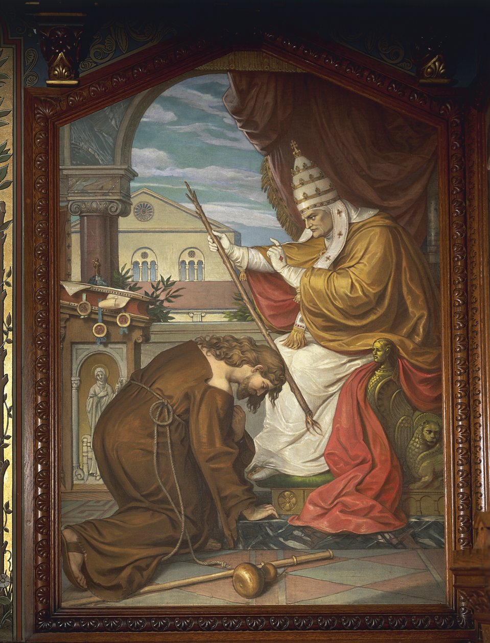 Tannhauser confessa os seus pecados ao Papa Urbano IV, da Saga de Tannhauser (óleo sobre tela) de German School