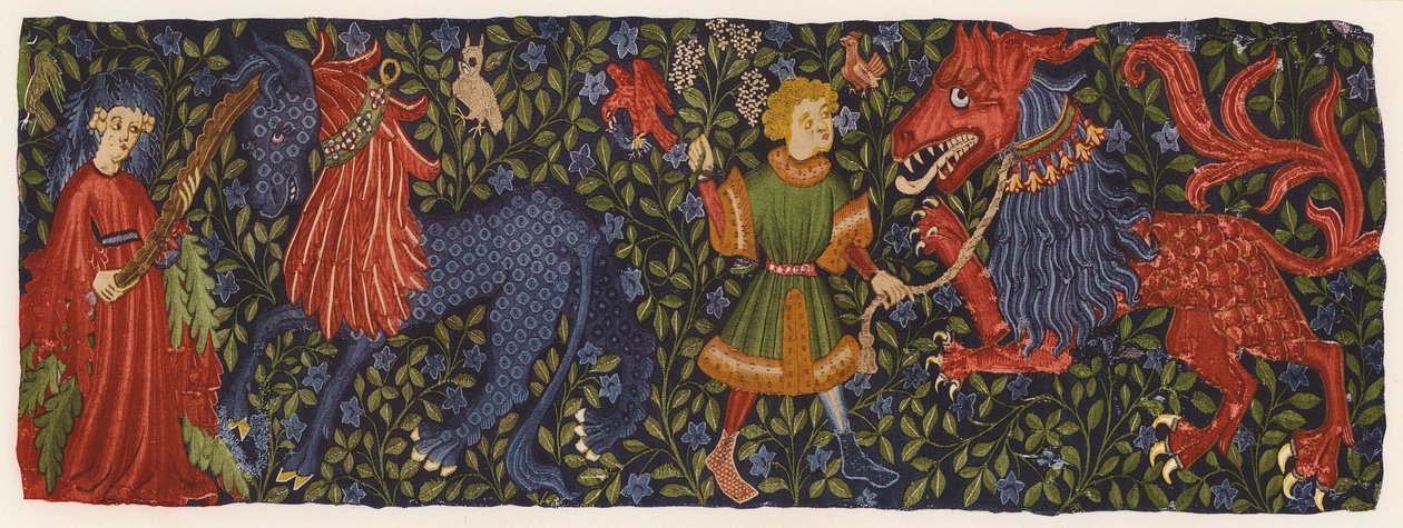 Tapeçaria com criaturas míticas de German School